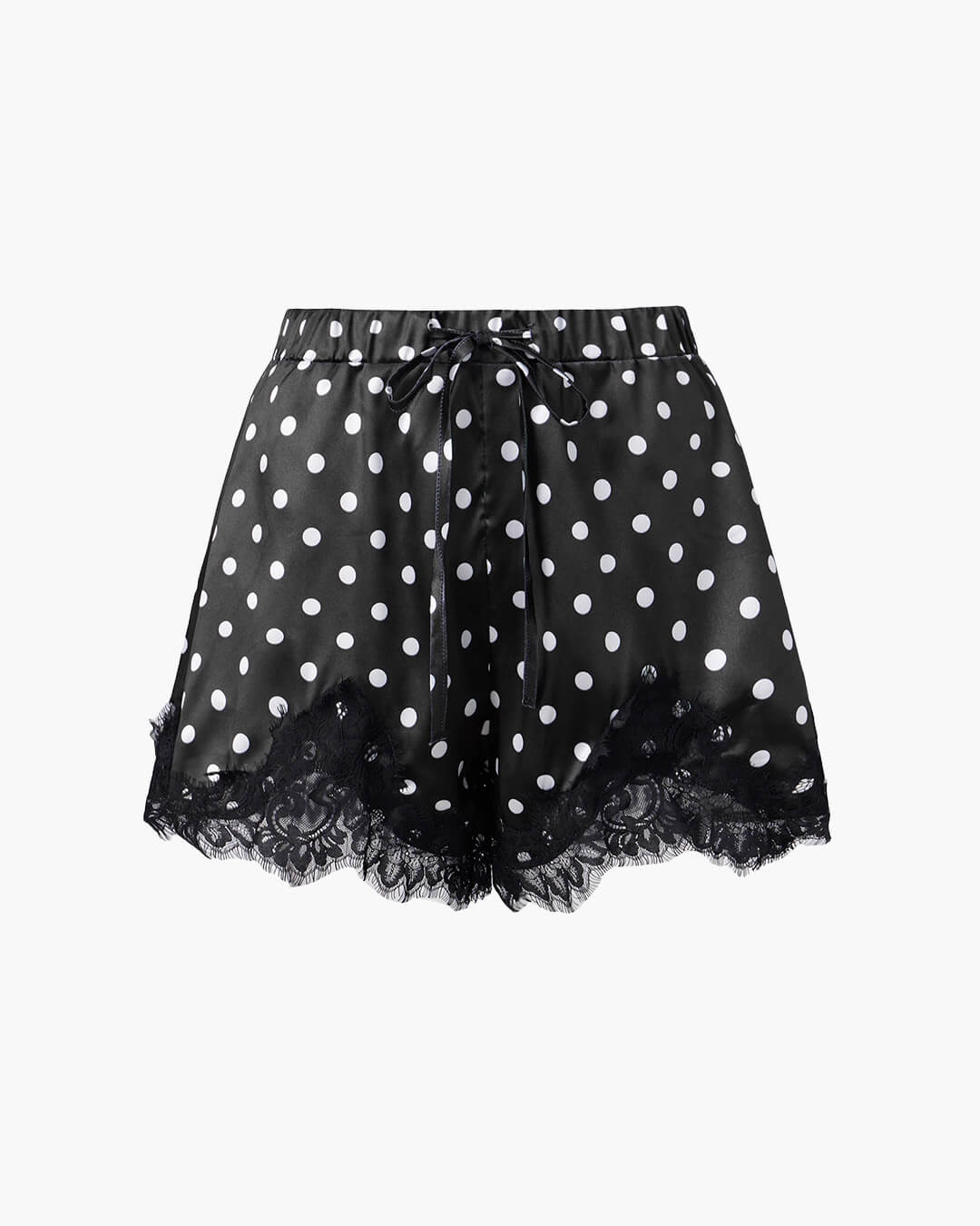 Paula Schwarze Satinshorts mit Polka-Dots
