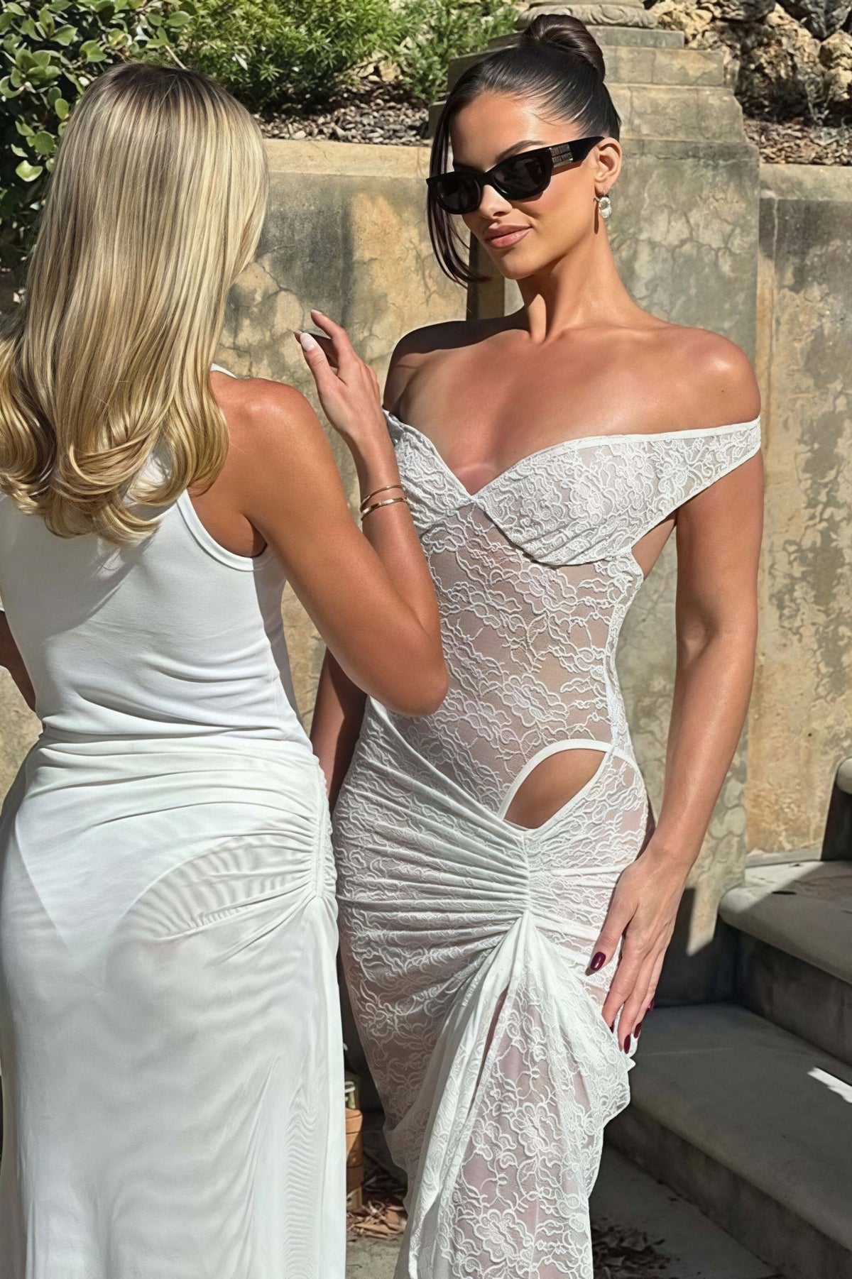 Phaedra Maxikleid mit Spitzen-Patchwork