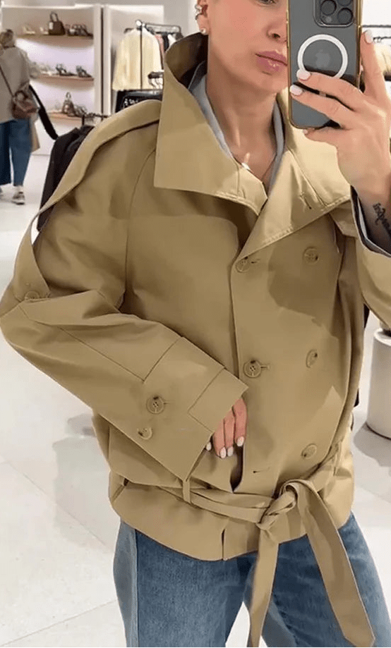 Phoebe kurzer Trenchcoat mit Schnürung