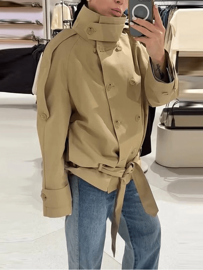 Phoebe kurzer Trenchcoat mit Schnürung