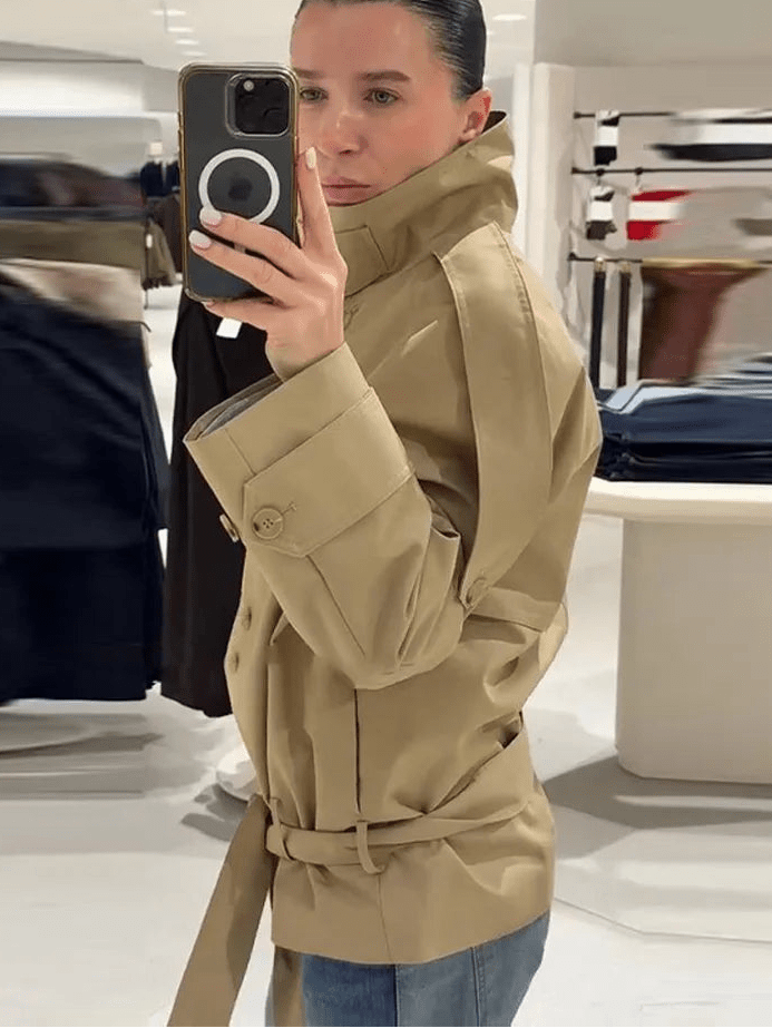 Phoebe kurzer Trenchcoat mit Schnürung