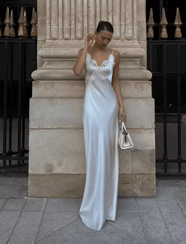 Piper Maxikleid aus Satin mit Spitze
