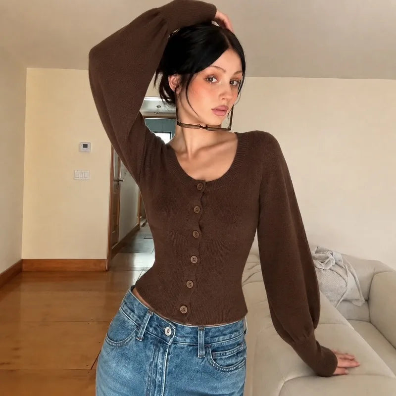 Mae Strickjacke mit Puffärmeln