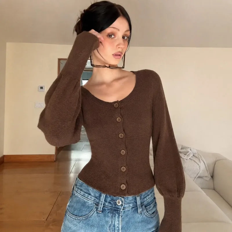 Mae Strickjacke mit Puffärmeln