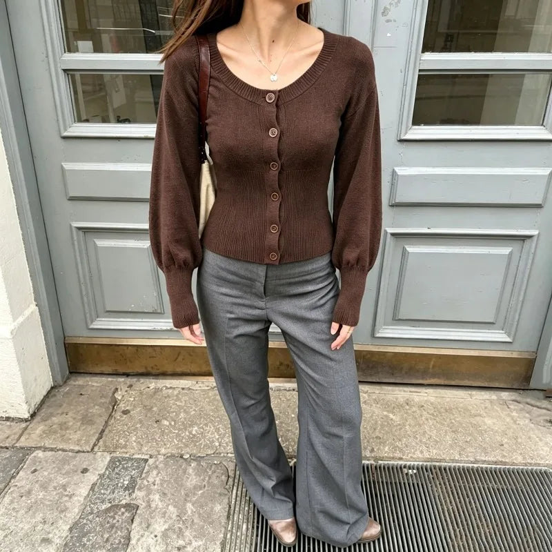 Mae Strickjacke mit Puffärmeln
