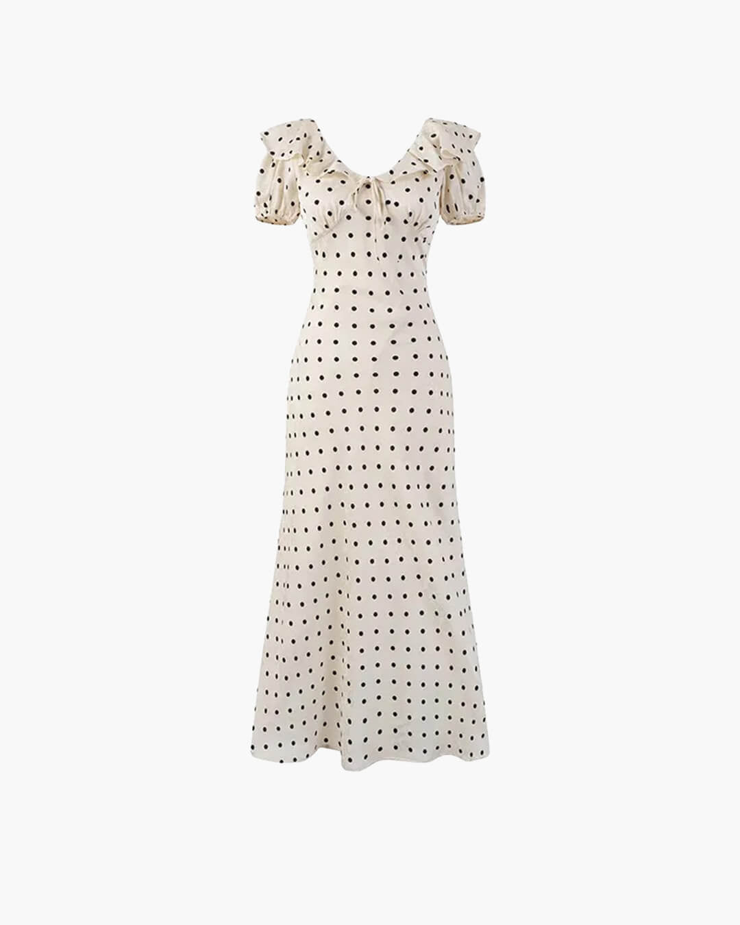 Rachel Maxikleid mit Polka-Dots und V-Ausschnitt