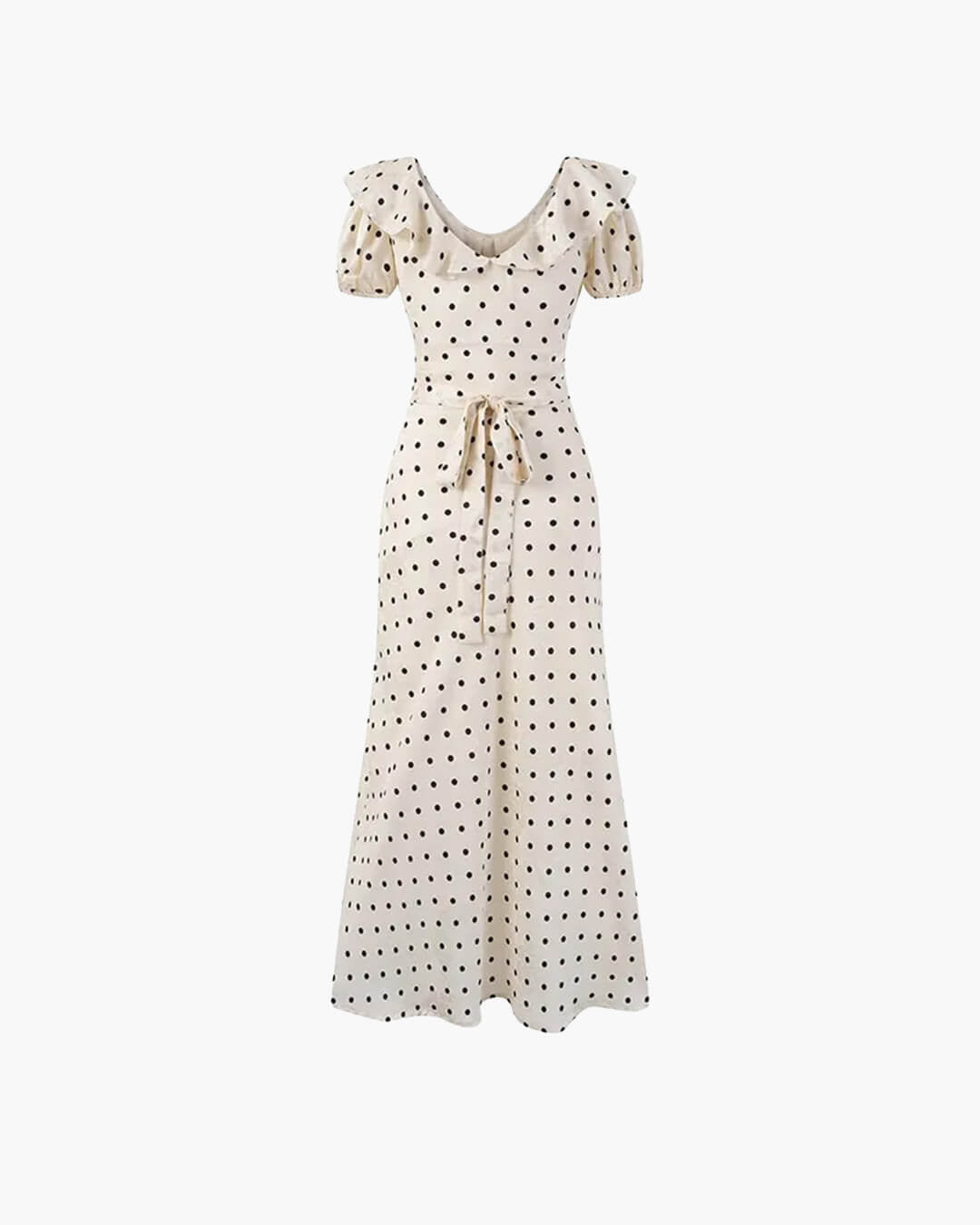 Rachel Maxikleid mit Polka-Dots und V-Ausschnitt