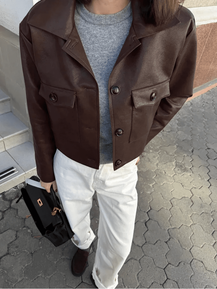 Rachelle Cropped Faux Leather Jacket