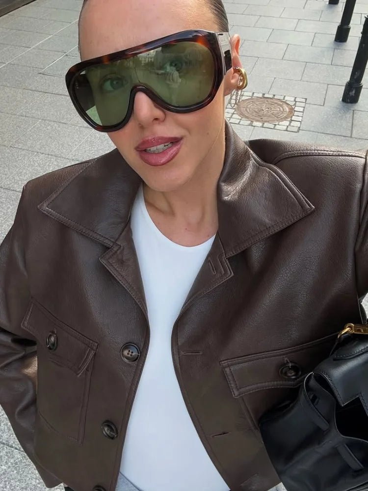 Rachelle Cropped Faux Leather Jacket