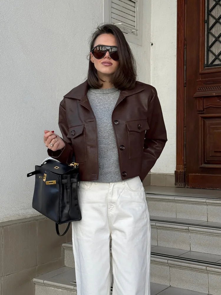 Rachelle Cropped Faux Leather Jacket