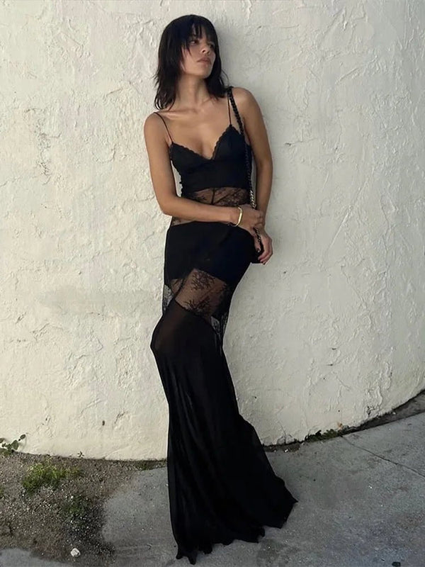 Ravenna transparentes Spitzen-Maxikleid