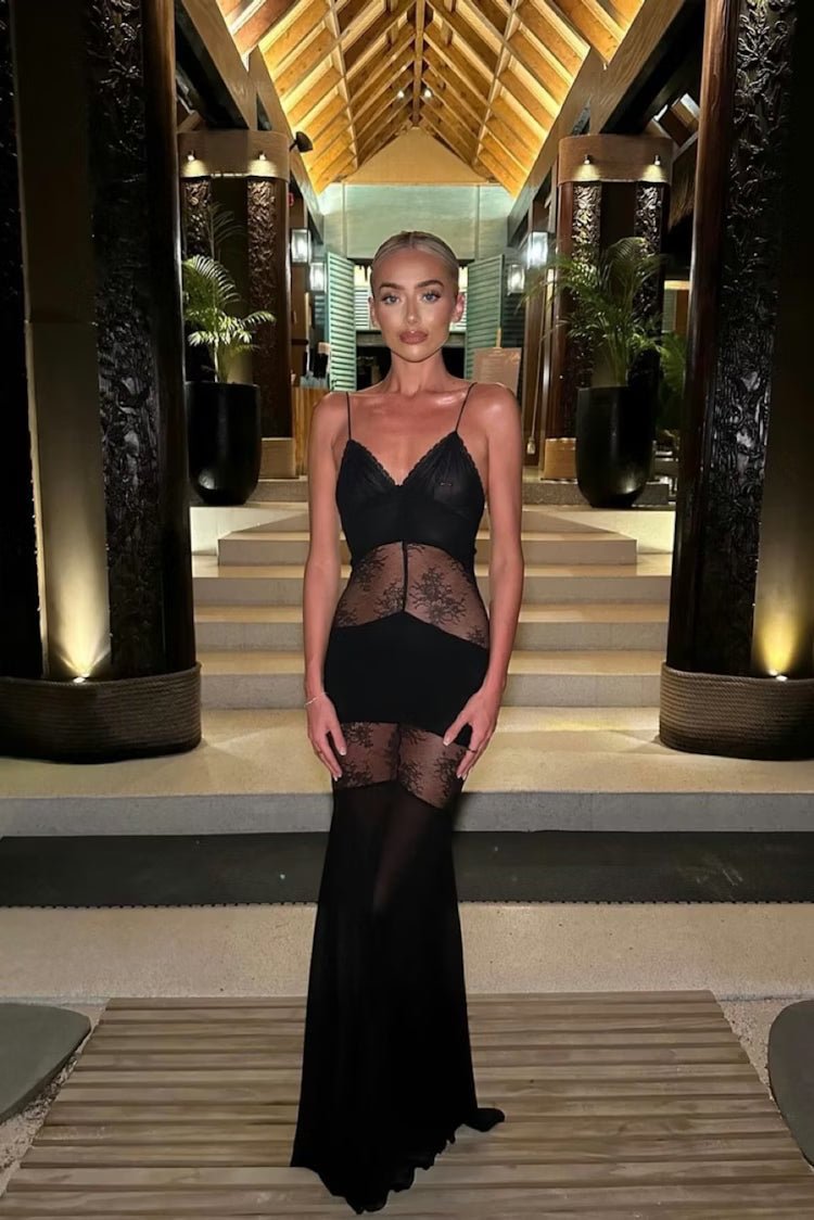Ravenna transparentes Spitzen-Maxikleid