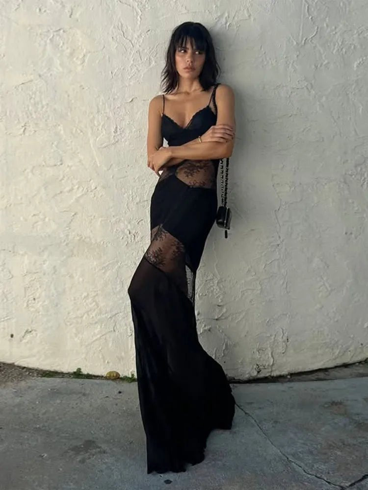 Ravenna transparentes Spitzen-Maxikleid