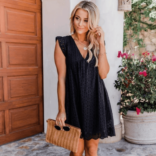 Ärmelloses Minikleid „Regine“ mit V-Ausschnitt