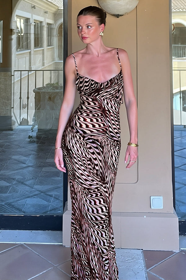 Reina Slip-Maxikleid mit Wasserfallausschnitt