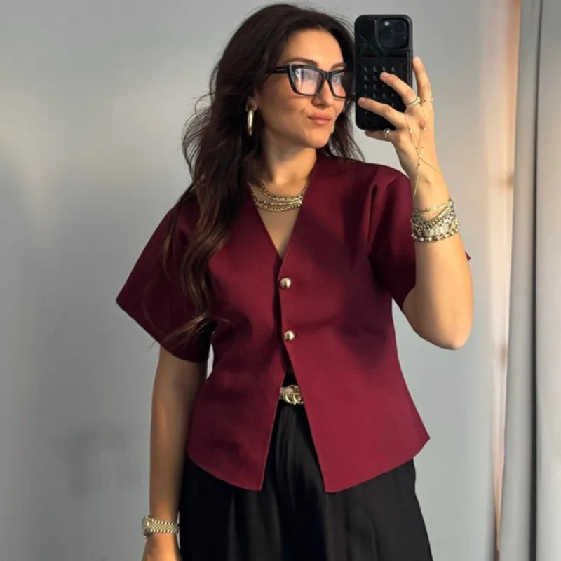 Gerippter Cardigan mit V-Ausschnitt und Knöpfen