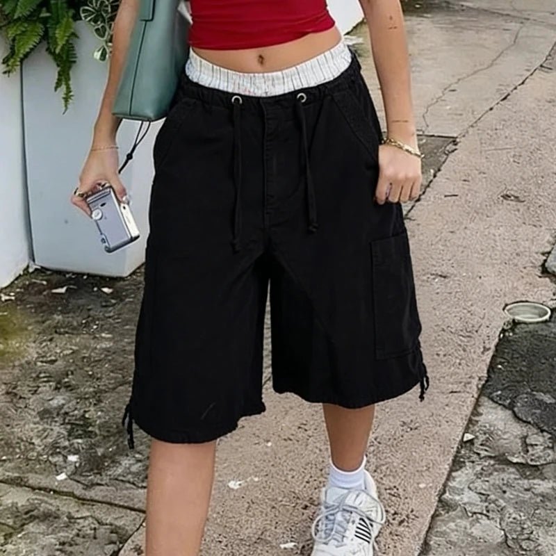 Weite Cargo-Jeansshorts „Riley“