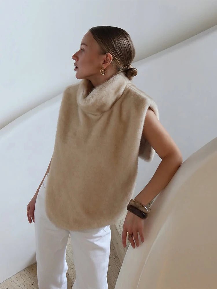 Rina Kunstpelzweste mit Rollkragen