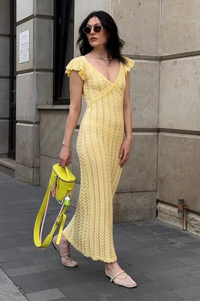Roan Strick-Midikleid mit Rüschen