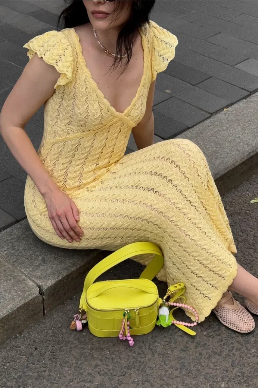 Roan Strick-Midikleid mit Rüschen