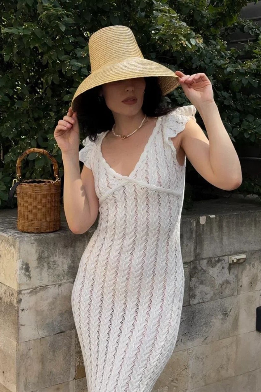 Roan Strick-Midikleid mit Rüschen