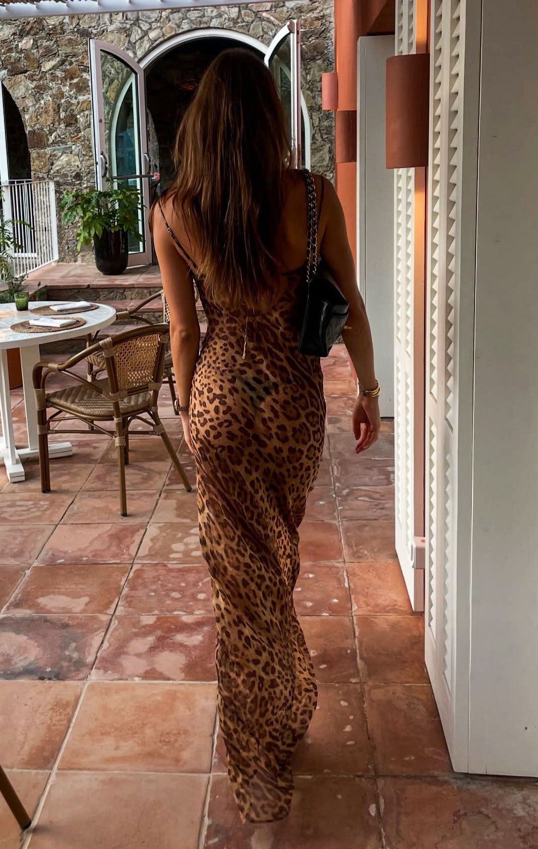 Bianca Leopard Sheer Cami Maxi Dress