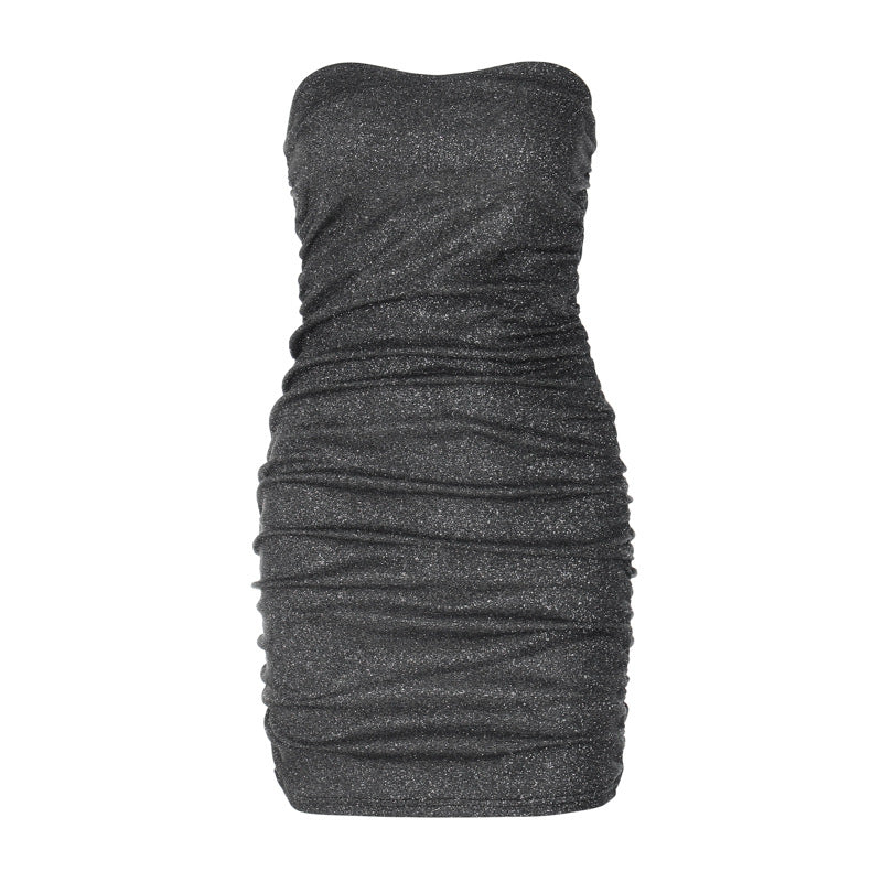 Nika Glitzer-Minikleid mit Raffung