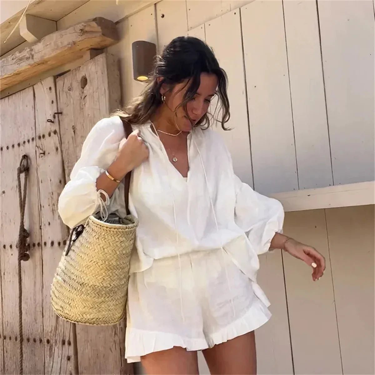 Sabrina Shorts-Set mit Rüschen
