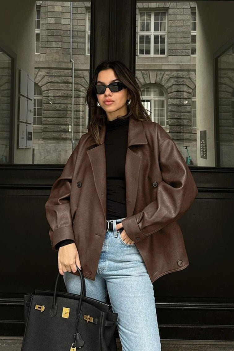 Sandra lässiger Vintage-Ledermantel