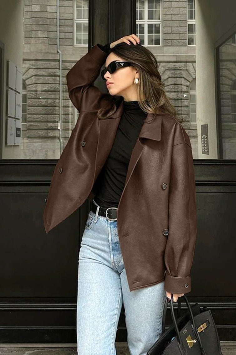 Sandra lässiger Vintage-Ledermantel