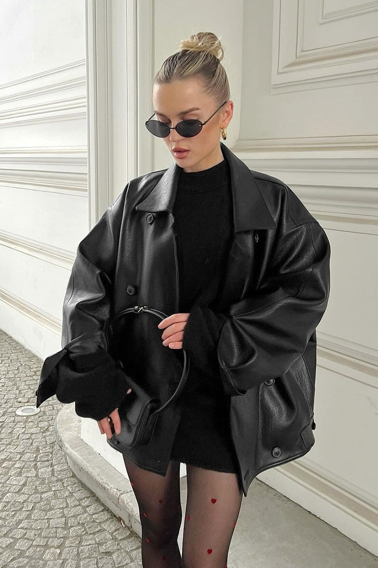 Sandra lässiger Vintage-Ledermantel