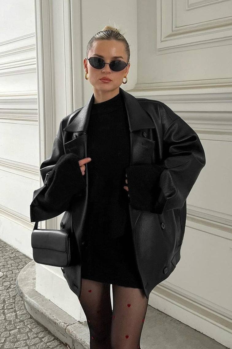 Sandra lässiger Vintage-Ledermantel