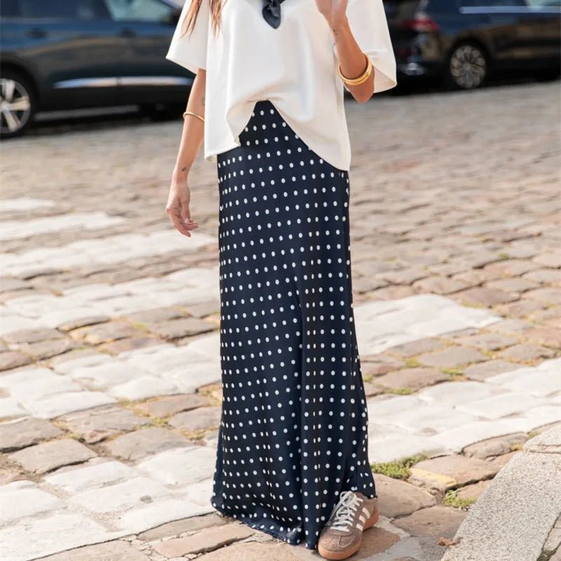 Saoirse Satinierter Maxirock mit Polka-Dot-Muster