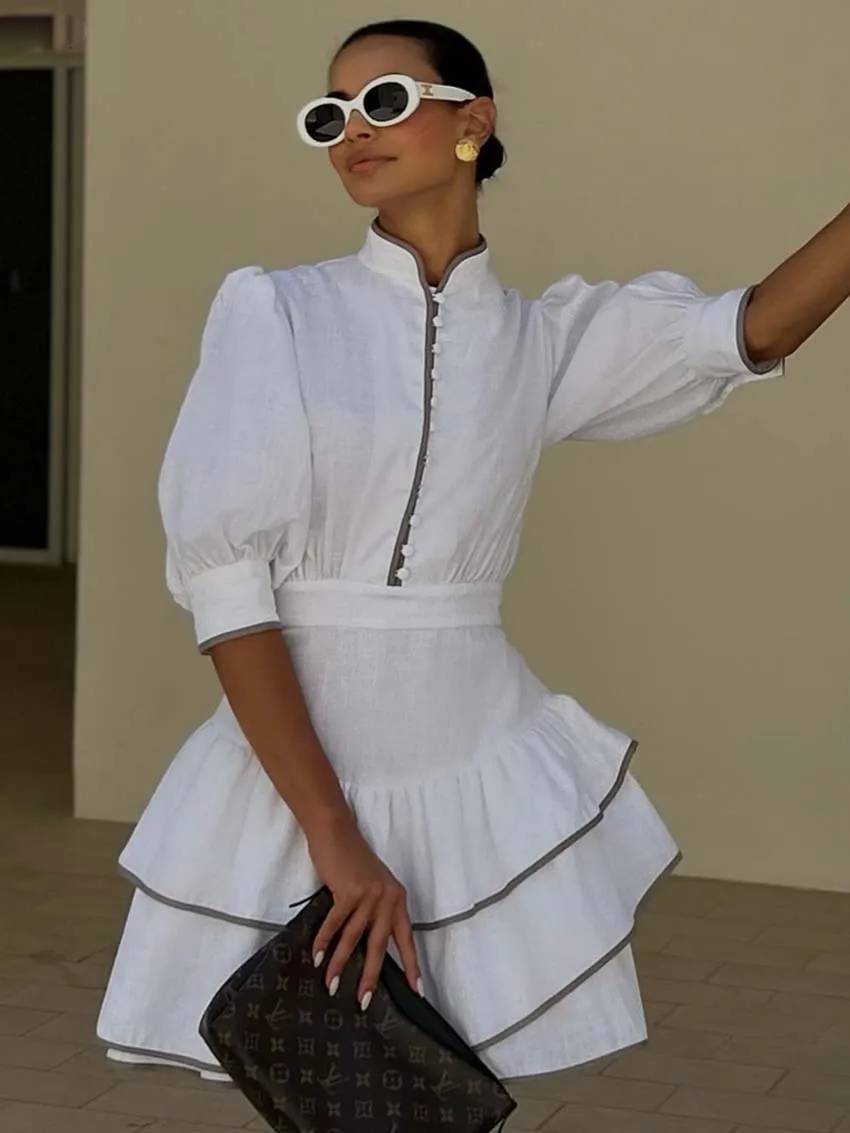 Sara Patchwork-Min kleid mit Rollkragen