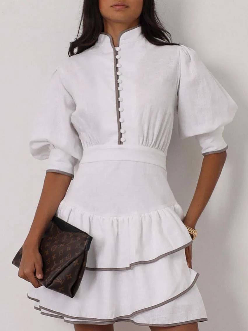 Sara Patchwork-Min kleid mit Rollkragen