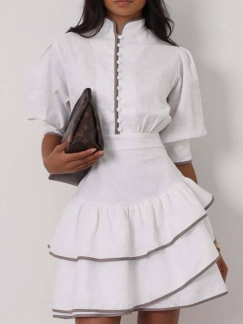 Sara Patchwork-Min kleid mit Rollkragen