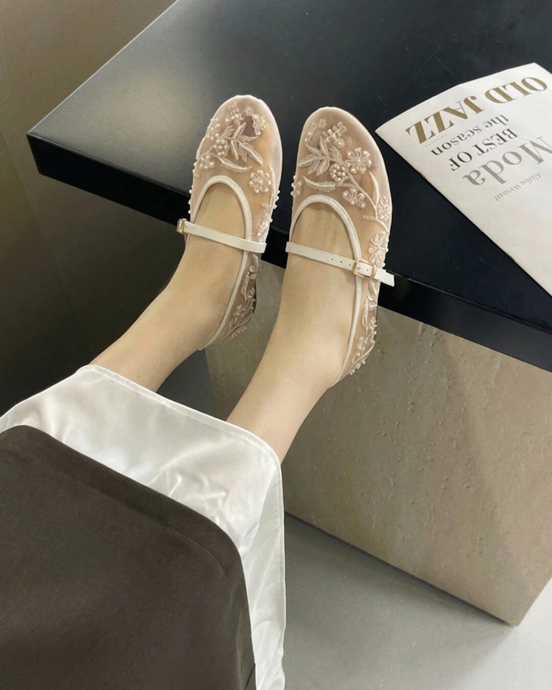 Sarah Ballerinas aus Perlen-Mesh
