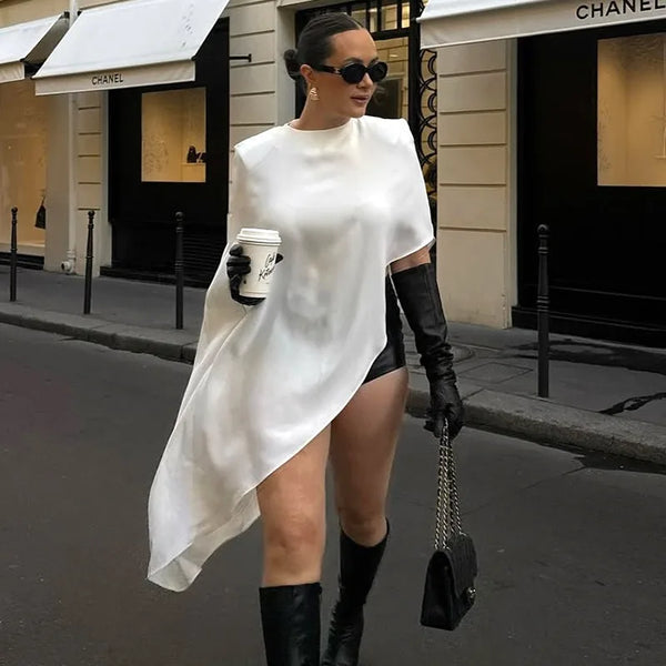 Ärmelloses Satin-Maxikleid mit Stehkragen