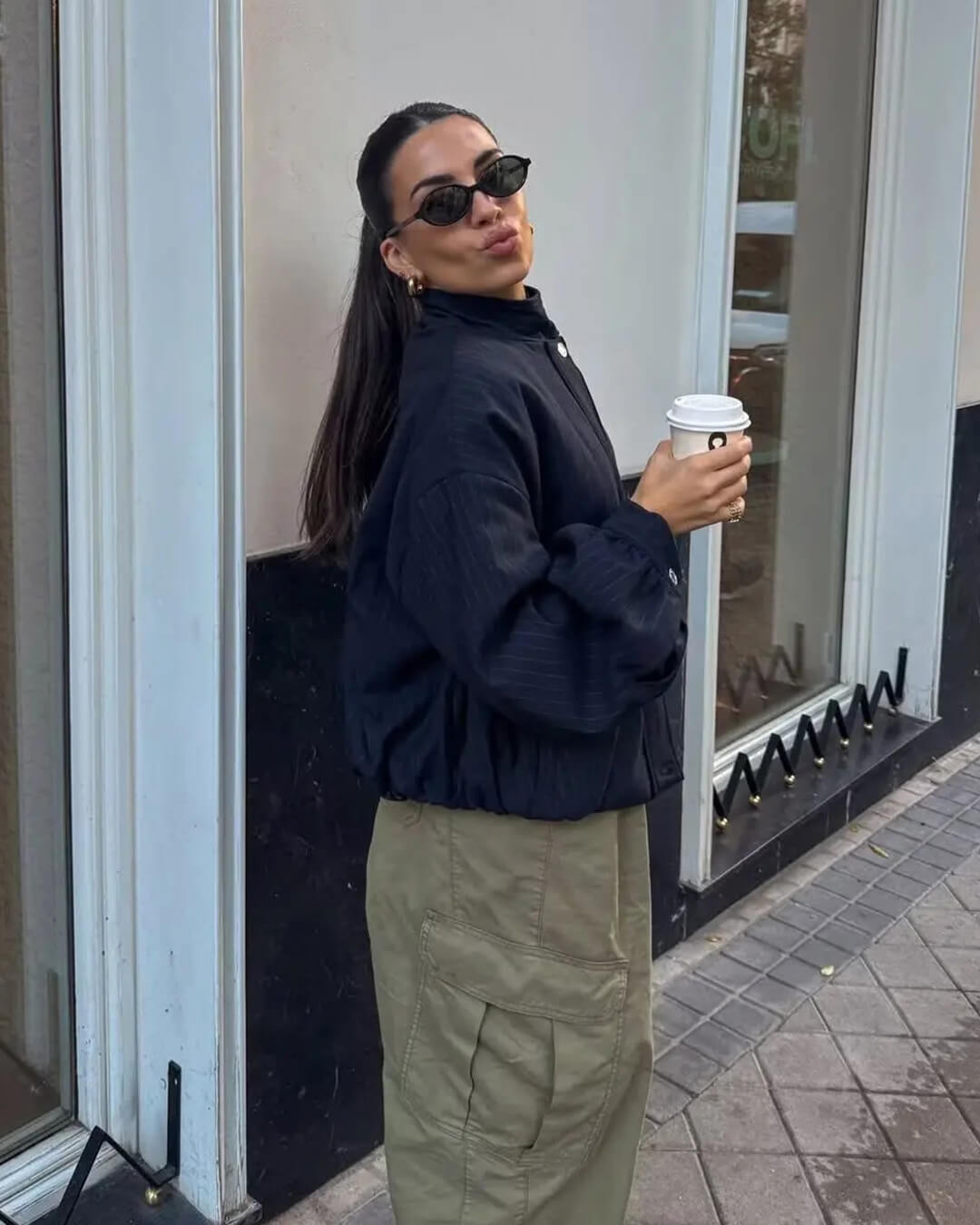 Selena Gestreifte Jacke mit Stehkragen