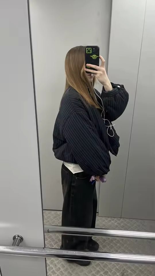 Selena Gestreifte Jacke mit Stehkragen