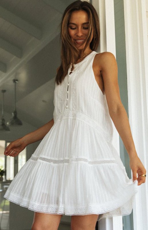 Shelby ärmelloses Boho-Minikleid
