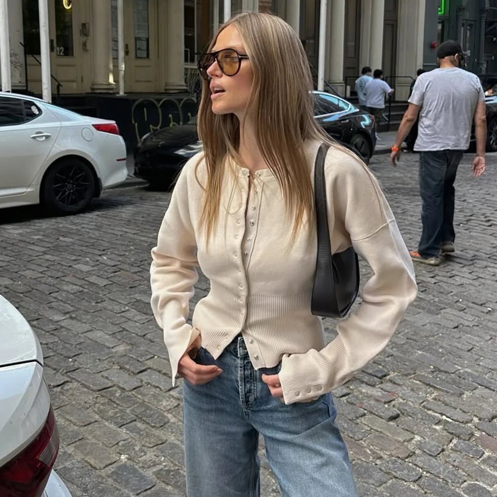 Shelly Strick-Cardigan mit Druckknöpfen