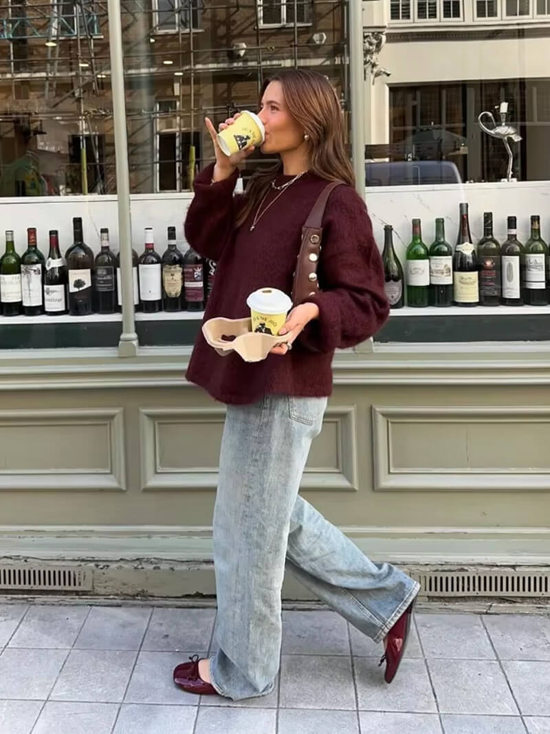 Shiela Pullover in Burgunderrot
