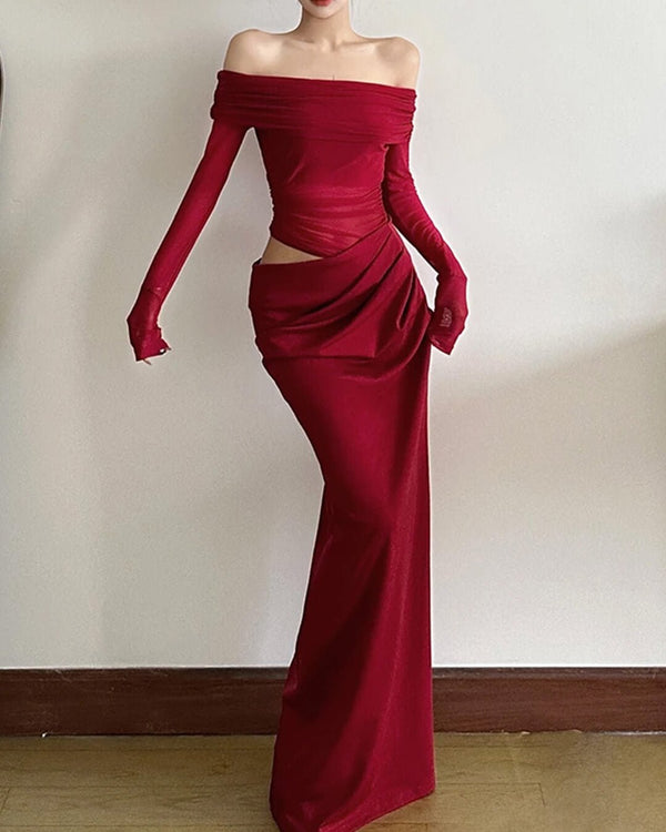 Shiela Maxikleid aus gerafftem Mesh