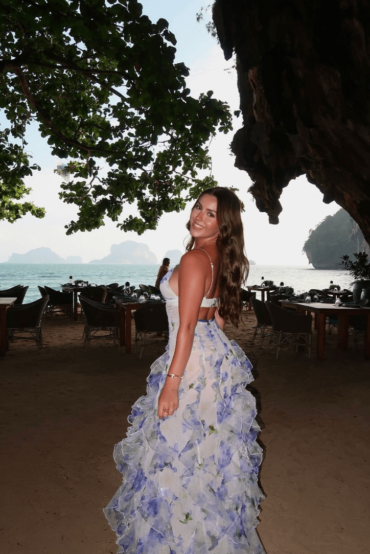Shirley geblümtes Maxikleid mit Rüschen
