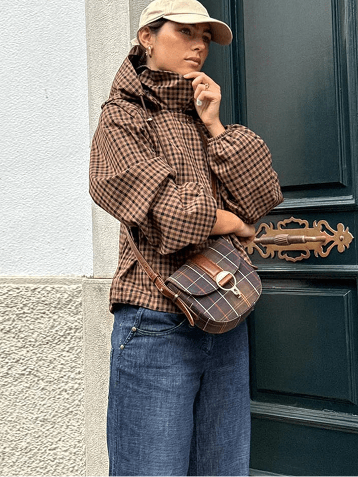 Shirley Karierte Hemdjacke mit Kapuze