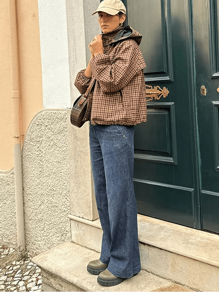 Shirley Karierte Hemdjacke mit Kapuze