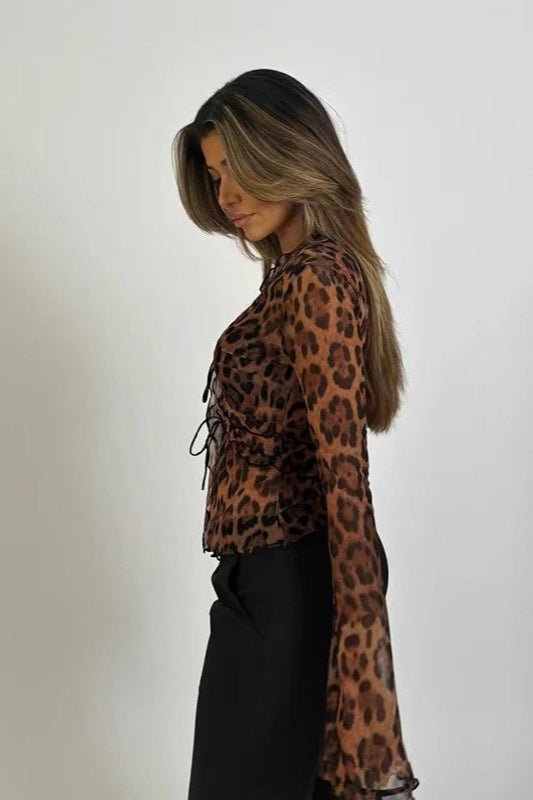 Siena Transparente Bluse mit Leopardenmuster