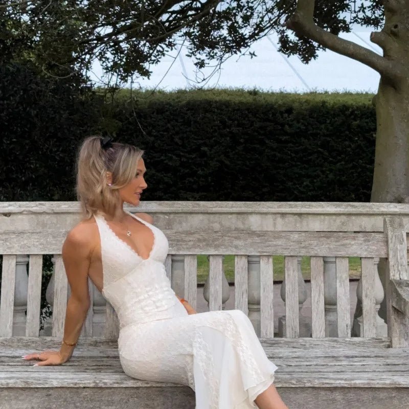 Sienna Spitzen-Maxikleid mit Neckholder-Ausschnitt