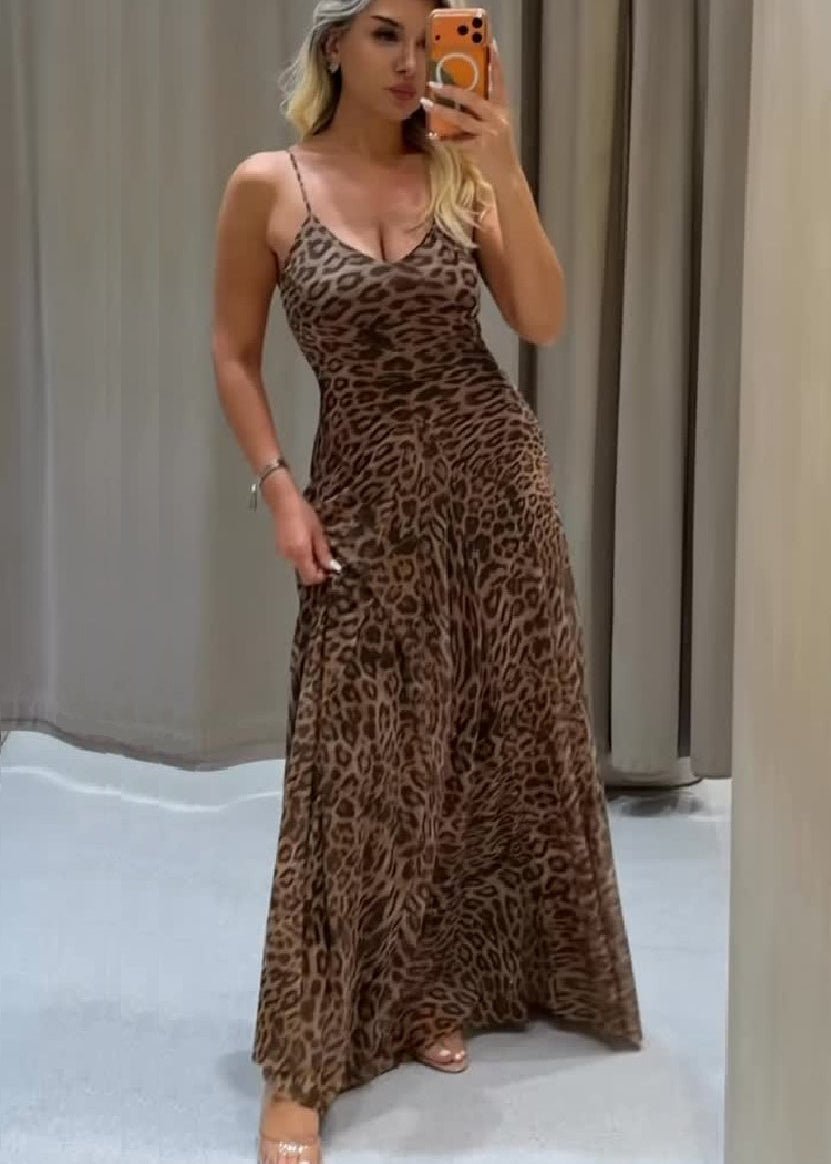 Sienna Leopard Print Strap Maxi Dress